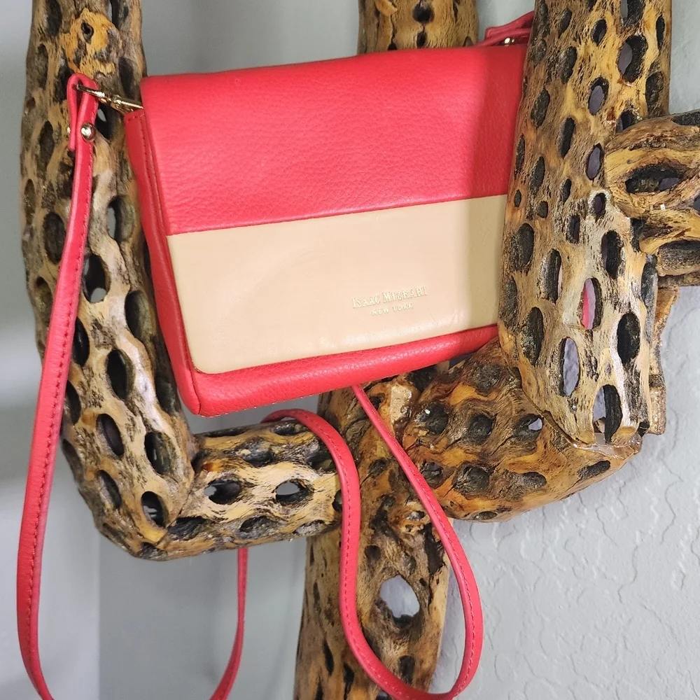 Isaac Mizrahi Lillian‎ Red Leather Small Crossbody Clutch